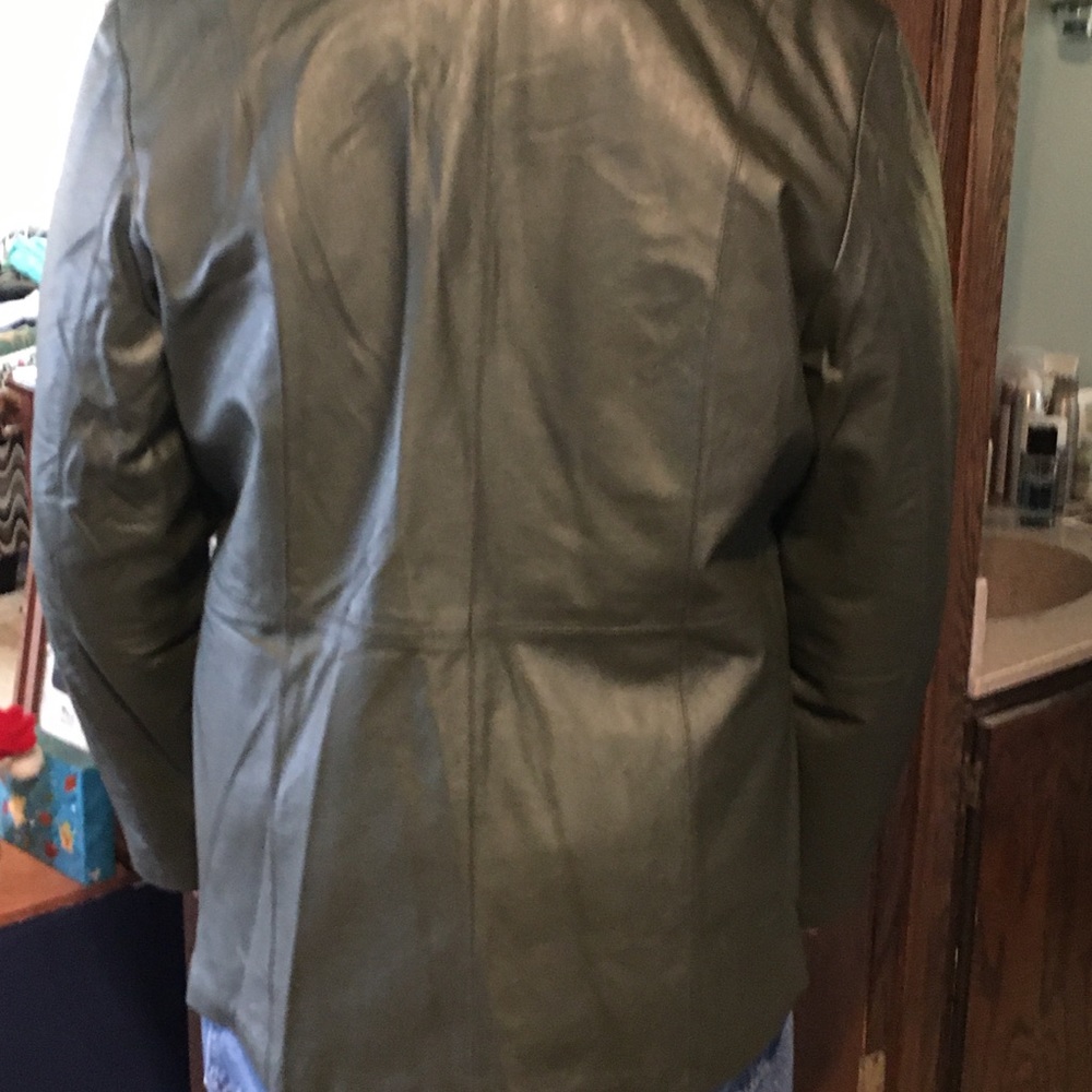 Forest Green Leather Coat. Beautiful! - Gem